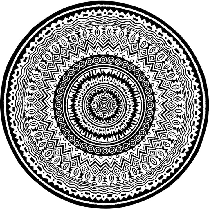Lisslune | Stylish Mandala Print Rug Multicolored Moroccan Rug Polypropylene Stain Resistant Pet Friendly Non-Slip Backing Rug for Home