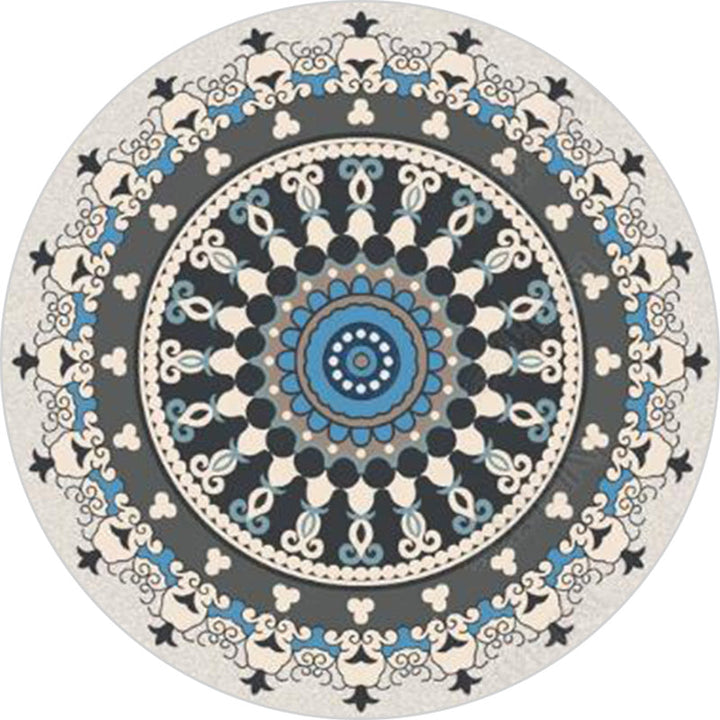 Lisslune | Stylish Mandala Print Rug Multicolored Moroccan Rug Polypropylene Stain Resistant Pet Friendly Non-Slip Backing Rug for Home