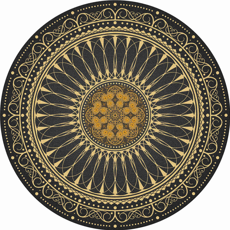 Lisslune | Stylish Mandala Print Rug Multicolored Moroccan Rug Polypropylene Stain Resistant Pet Friendly Non-Slip Backing Rug for Home