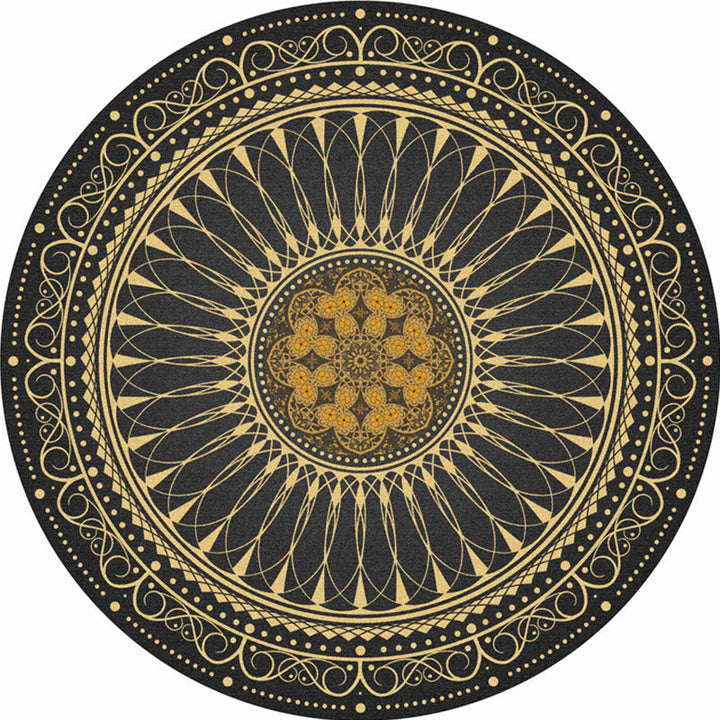 Lisslune | Stylish Mandala Print Rug Multicolored Moroccan Rug Polypropylene Stain Resistant Pet Friendly Non-Slip Backing Rug for Home
