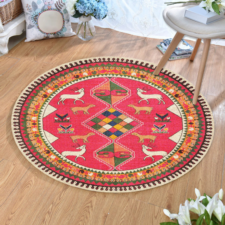 Lisslune | Ethnic Multicolor Print Carpet Polyester Persian Carpet Stain Resistant Machine Washable Non-Slip Carpet for the Living Room