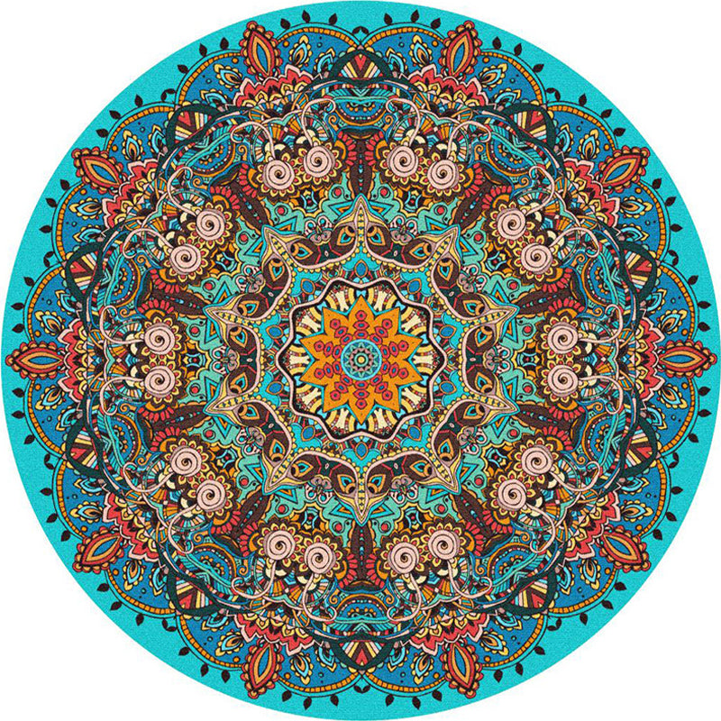 Lisslune | Ethnic Multicolor Print Carpet Polyester Persian Carpet Stain Resistant Machine Washable Non-Slip Carpet for the Living Room