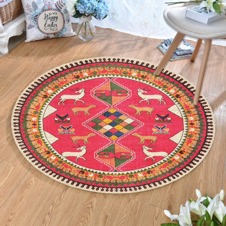 Lisslune | Ethnic Multicolor Print Carpet Polyester Persian Carpet Stain Resistant Machine Washable Non-Slip Carpet for the Living Room
