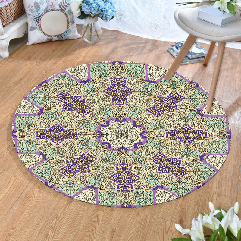 Lisslune | Ethnic Multicolor Print Carpet Polyester Persian Carpet Stain Resistant Machine Washable Non-Slip Carpet for the Living Room