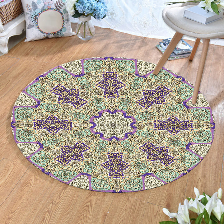 Lisslune | Ethnic Multicolor Print Carpet Polyester Persian Carpet Stain Resistant Machine Washable Non-Slip Carpet for the Living Room