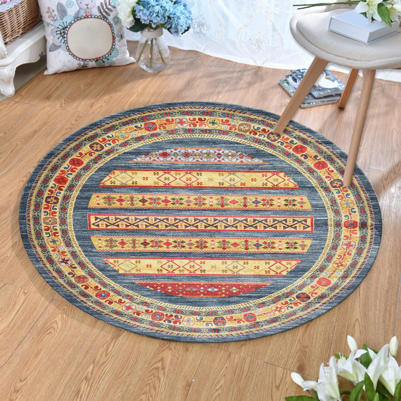 Lisslune | Ethnic Multicolor Print Carpet Polyester Persian Carpet Stain Resistant Machine Washable Non-Slip Carpet for the Living Room