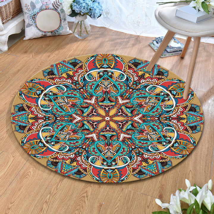 Lisslune | Ethnic Multicolor Print Carpet Polyester Persian Carpet Stain Resistant Machine Washable Non-Slip Carpet for the Living Room