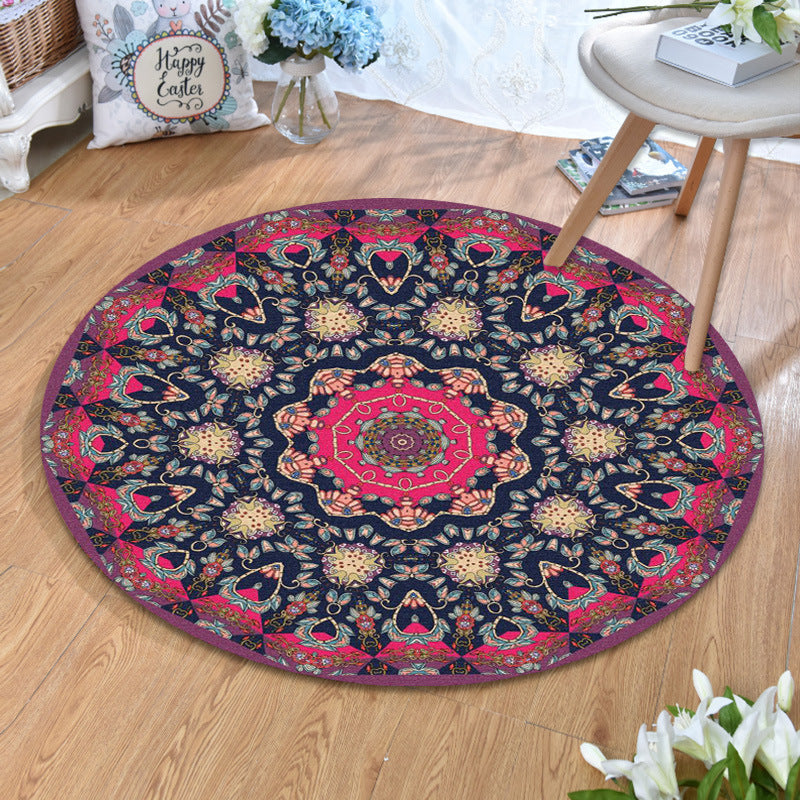Lisslune | Ethnic Multicolor Print Carpet Polyester Persian Carpet Stain Resistant Machine Washable Non-Slip Carpet for the Living Room