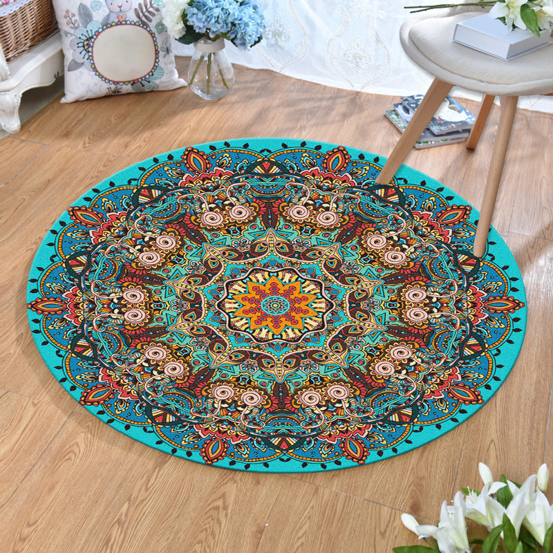 Lisslune | Ethnic Multicolor Print Carpet Polyester Persian Carpet Stain Resistant Machine Washable Non-Slip Carpet for the Living Room