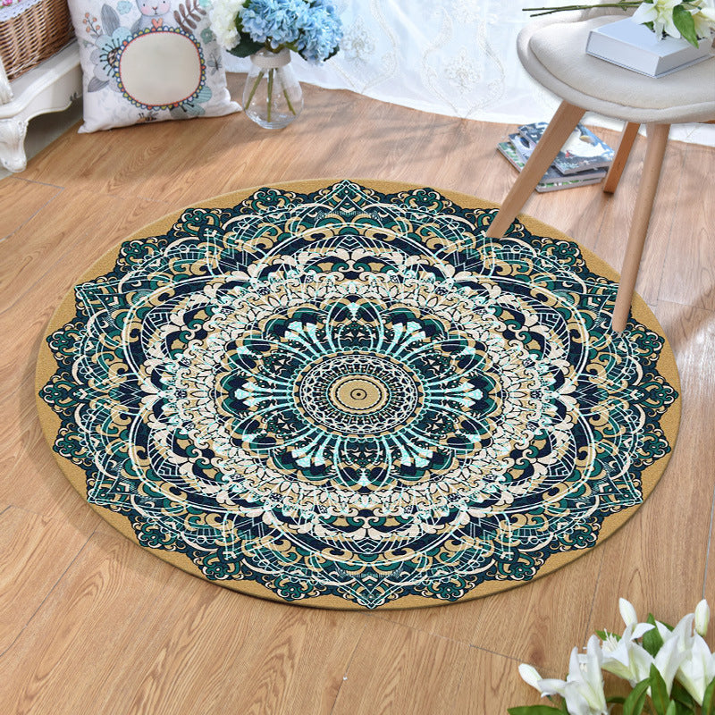Lisslune | Ethnic Multicolor Print Carpet Polyester Persian Carpet Stain Resistant Machine Washable Non-Slip Carpet for the Living Room
