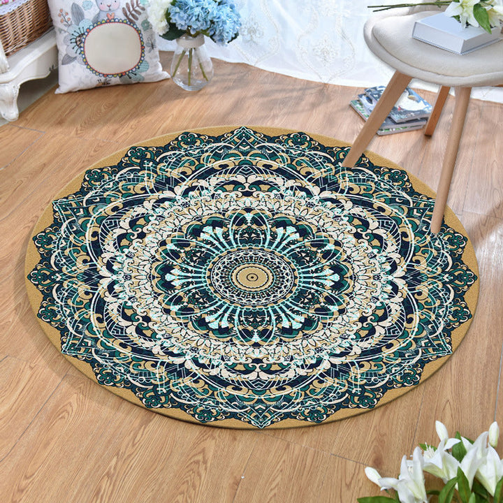 Lisslune | Ethnic Multicolor Print Carpet Polyester Persian Carpet Stain Resistant Machine Washable Non-Slip Carpet for the Living Room