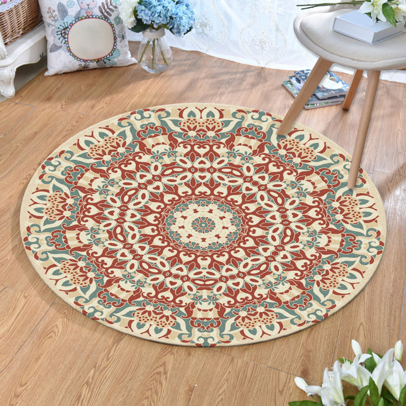 Lisslune | Ethnic Multicolor Print Carpet Polyester Persian Carpet Stain Resistant Machine Washable Non-Slip Carpet for the Living Room