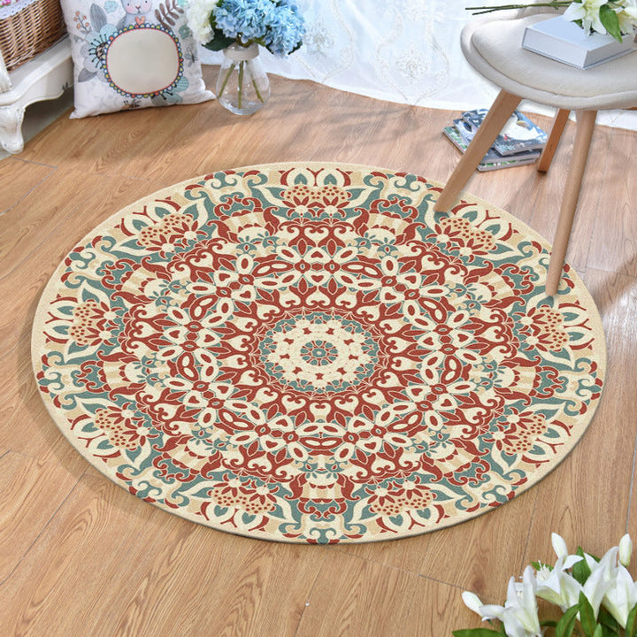 Lisslune | Ethnic Multicolor Print Carpet Polyester Persian Carpet Stain Resistant Machine Washable Non-Slip Carpet for the Living Room