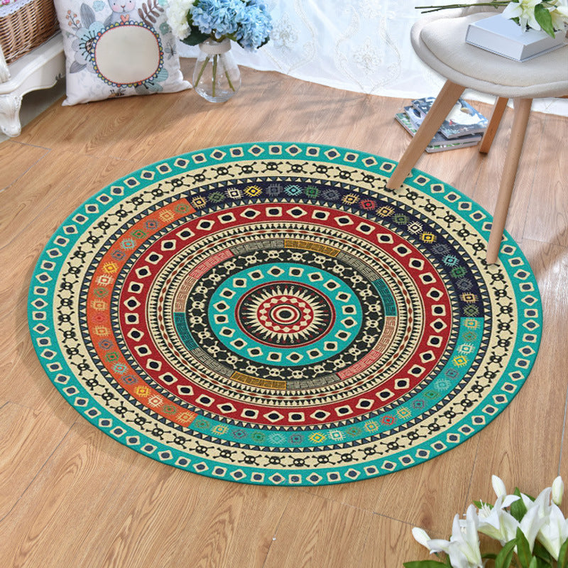 Lisslune | Ethnic Multicolor Print Carpet Polyester Persian Carpet Stain Resistant Machine Washable Non-Slip Carpet for the Living Room