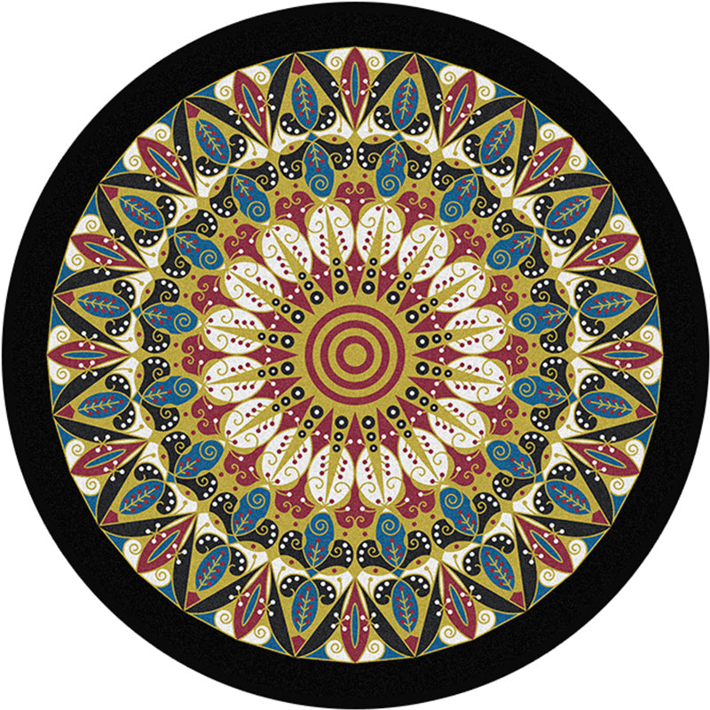 Lisslune | Retro Moroccan Style Rug Multi-Colors Mandala Rug stain-resistant machine washable non-slip backing rug for the door