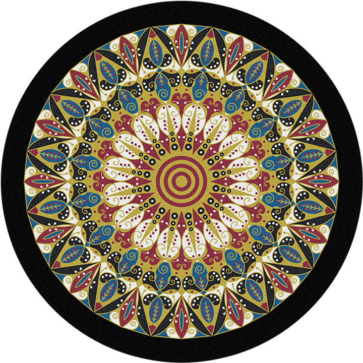 Lisslune | Retro Moroccan Style Rug Multi-Colors Mandala Rug stain-resistant machine washable non-slip backing rug for the door