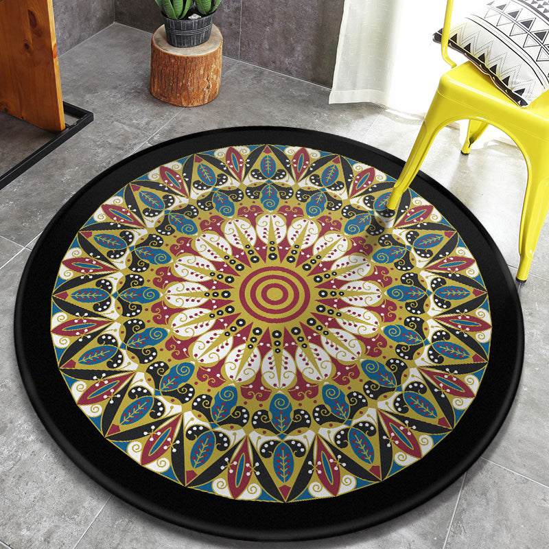 Lisslune | Retro Moroccan Style Rug Multi-Colors Mandala Rug stain-resistant machine washable non-slip backing rug for the door