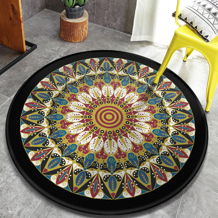 Lisslune | Retro Moroccan Style Rug Multi-Colors Mandala Rug stain-resistant machine washable non-slip backing rug for the door