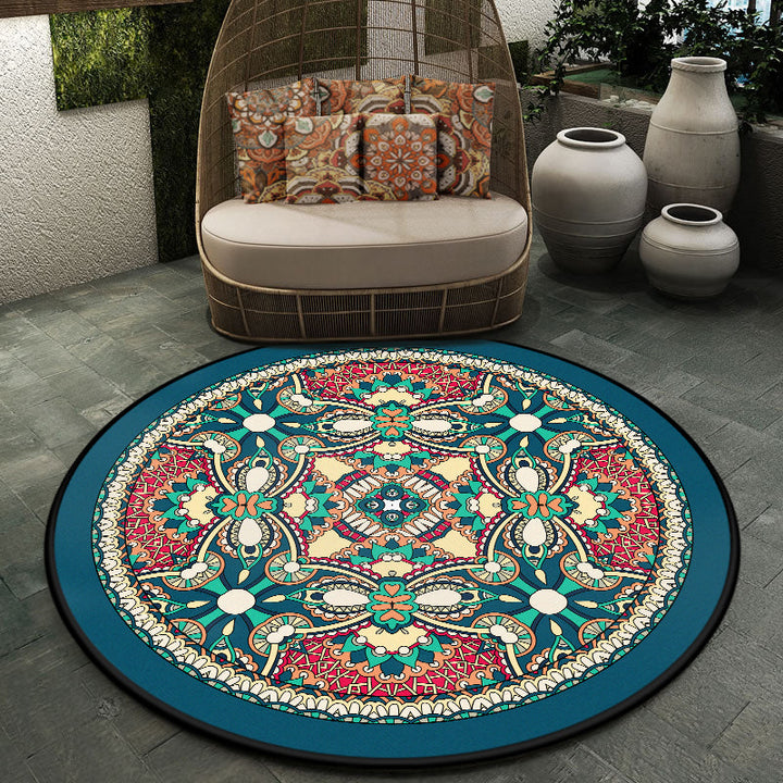 Lisslune | Retro Moroccan Style Rug Multi-Colors Mandala Rug stain-resistant machine washable non-slip backing rug for the door