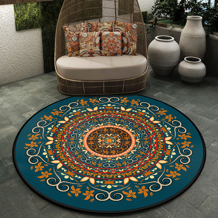 Lisslune | Retro Moroccan Style Rug Multi-Colors Mandala Rug stain-resistant machine washable non-slip backing rug for the door