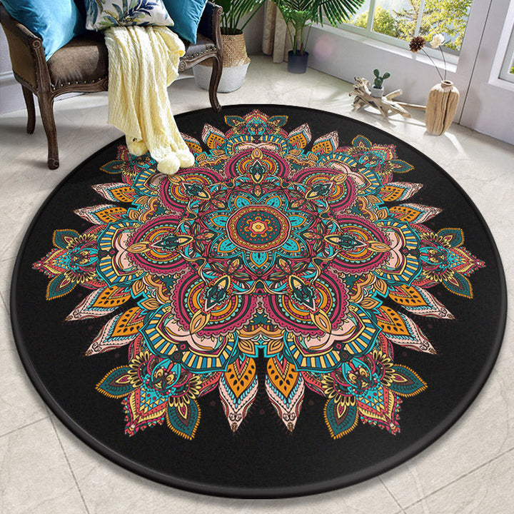 Lisslune | Retro Moroccan Style Rug Multi-Colors Mandala Rug stain-resistant machine washable non-slip backing rug for the door