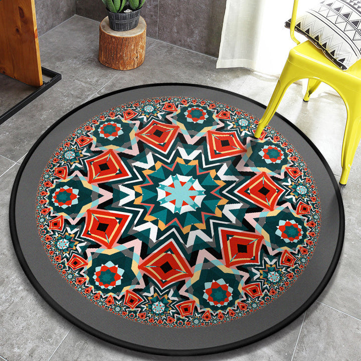 Lisslune | Retro Moroccan Style Rug Multi-Colors Mandala Rug stain-resistant machine washable non-slip backing rug for the door