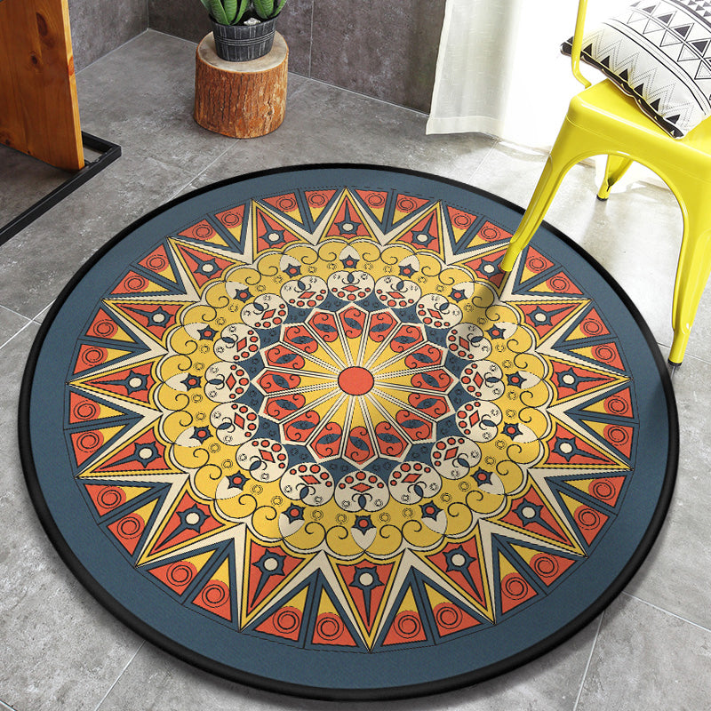 Lisslune | Retro Moroccan Style Rug Multi-Colors Mandala Rug stain-resistant machine washable non-slip backing rug for the door