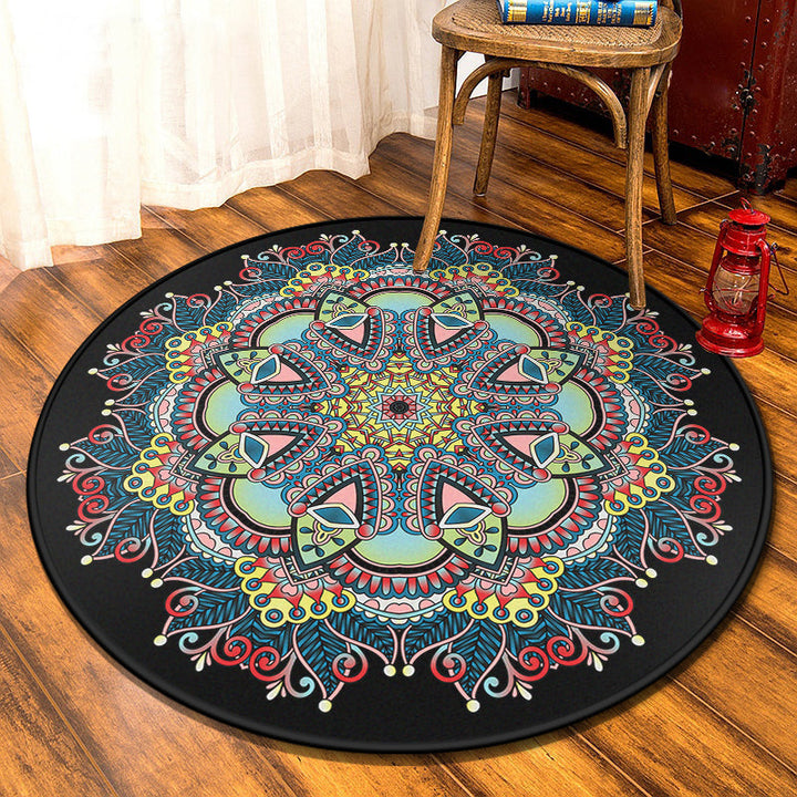 Lisslune | Retro Moroccan Style Rug Multi-Colors Mandala Rug stain-resistant machine washable non-slip backing rug for the door