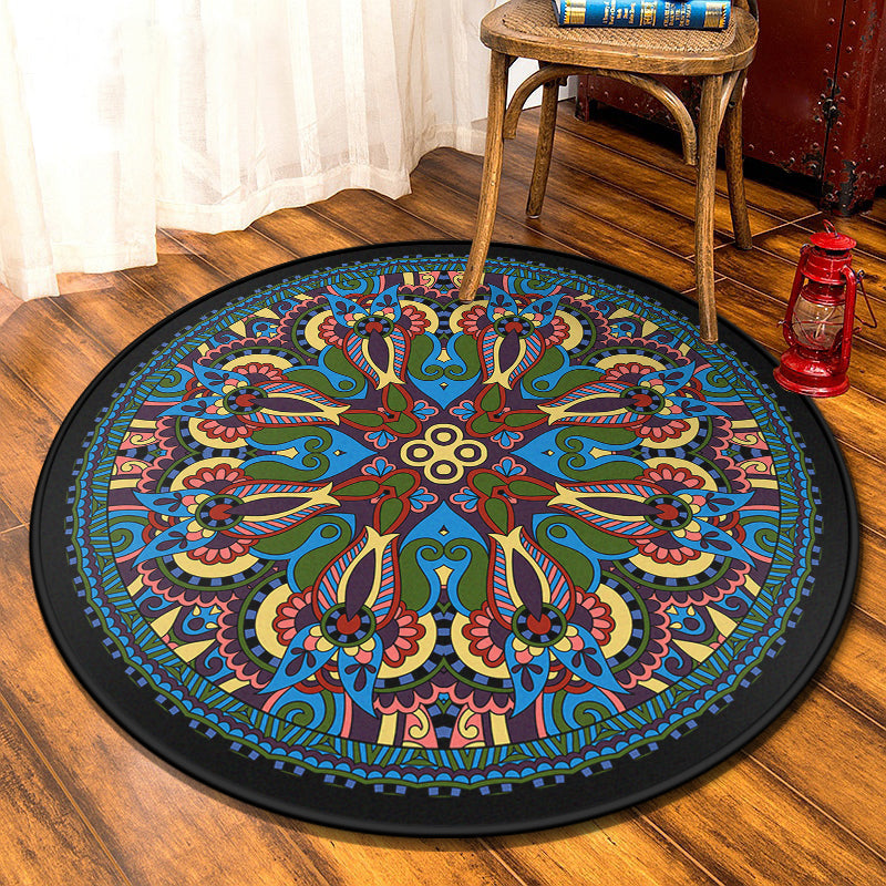 Lisslune | Retro Moroccan Style Rug Multi-Colors Mandala Rug stain-resistant machine washable non-slip backing rug for the door