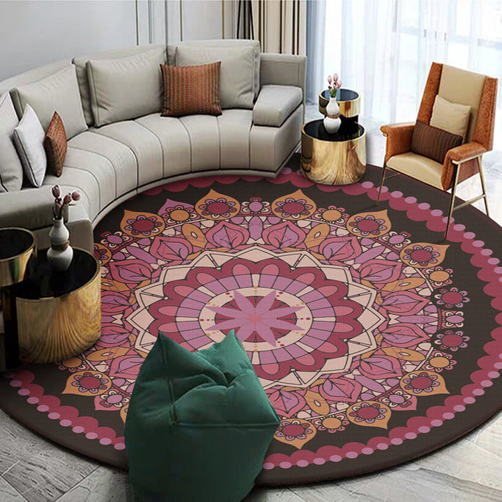 Lisslune | Exotic Mandala EKRAN RUG Multicolor Persian Carpet Synthetic Washable Pet-Friendly Non-Slip Rug for Living Room