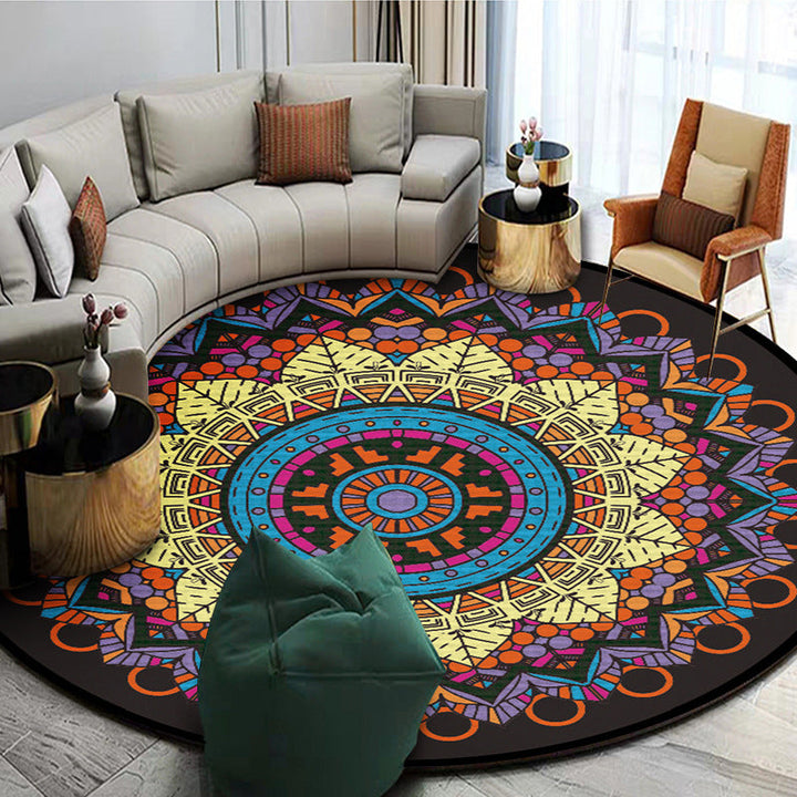 Lisslune | Exotic Mandala EKRAN RUG Multicolor Persian Carpet Synthetic Washable Pet-Friendly Non-Slip Rug for Living Room