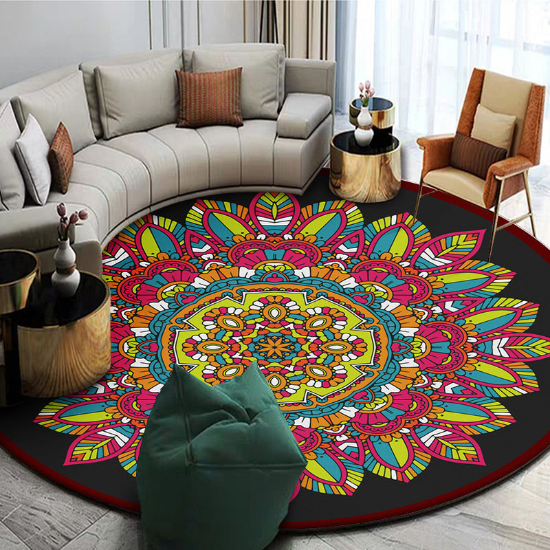 Lisslune | Exotic Mandala EKRAN RUG Multicolor Persian Carpet Synthetic Washable Pet-Friendly Non-Slip Rug for Living Room