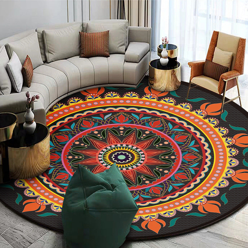 Lisslune | Exotic Mandala EKRAN RUG Multicolor Persian Carpet Synthetic Washable Pet-Friendly Non-Slip Rug for Living Room