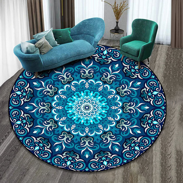 Lisslune | Colorfully patterned folk art printed carpet polyester Moroccan carpet with non-slip backing pet-friendly machine washable carpet for guest room