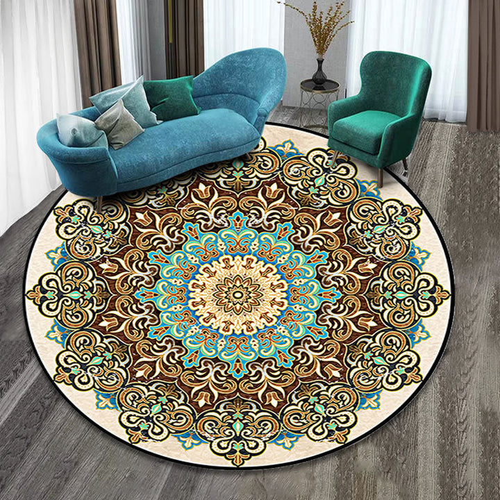 Lisslune | Colorfully patterned folk art printed carpet polyester Moroccan carpet with non-slip backing pet-friendly machine washable carpet for guest room