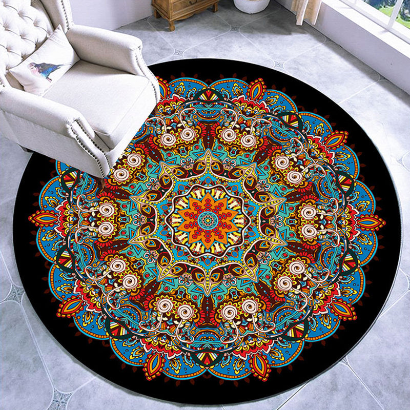 Lisslune | Stylish multicolored paisley print rug polypropylene Moroccan rug machine washable non-slip stain-resistant rug for lounge