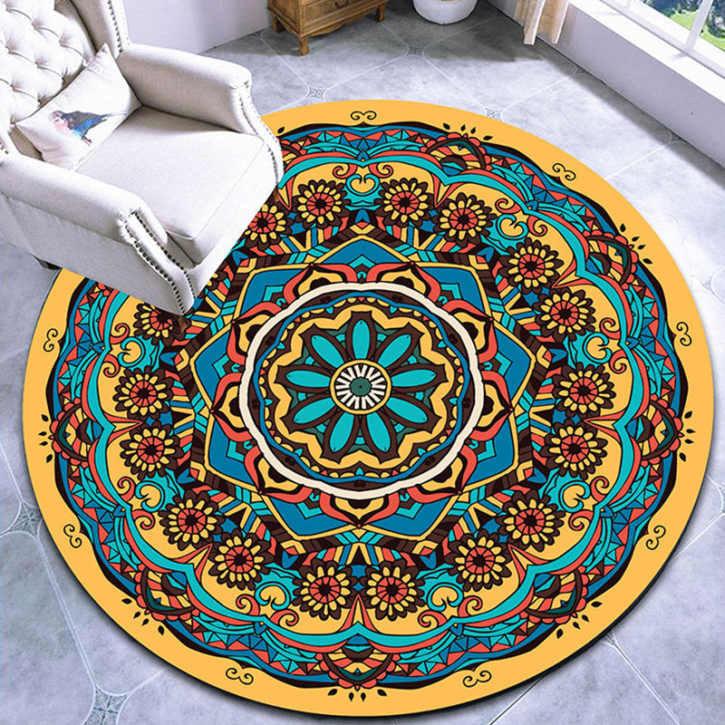 Lisslune | Stylish multicolored paisley print rug polypropylene Moroccan rug machine washable non-slip stain-resistant rug for lounge
