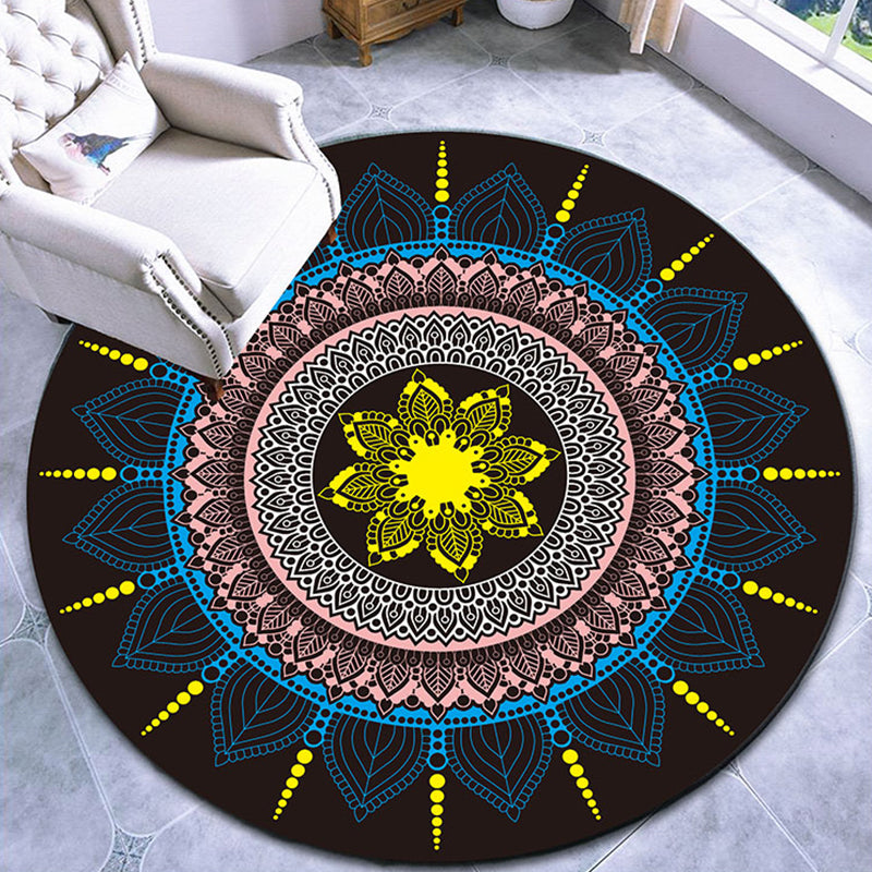 Lisslune | Stylish multicolored paisley print rug polypropylene Moroccan rug machine washable non-slip stain-resistant rug for lounge