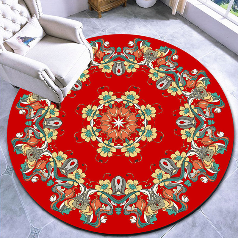 Lisslune | Stylish multicolored paisley print rug polypropylene Moroccan rug machine washable non-slip stain-resistant rug for lounge