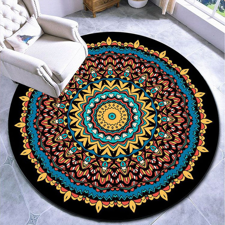 Lisslune | Stylish multicolored paisley print rug polypropylene Moroccan rug machine washable non-slip stain-resistant rug for lounge