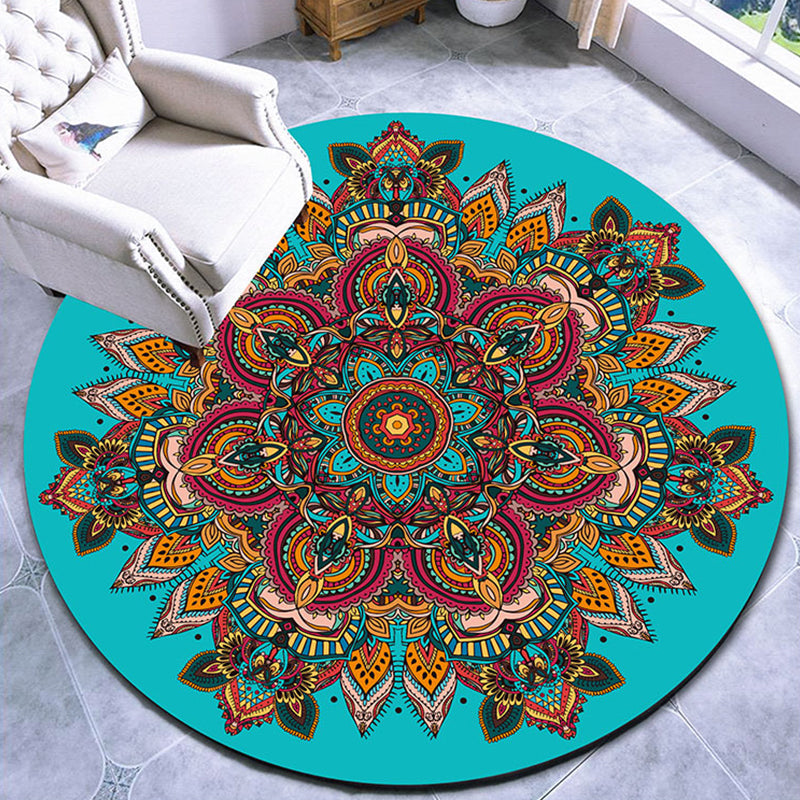 Lisslune | Stylish multicolored paisley print rug polypropylene Moroccan rug machine washable non-slip stain-resistant rug for lounge