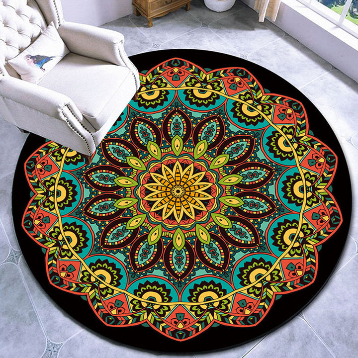 Lisslune | Stylish multicolored paisley print rug polypropylene Moroccan rug machine washable non-slip stain-resistant rug for lounge