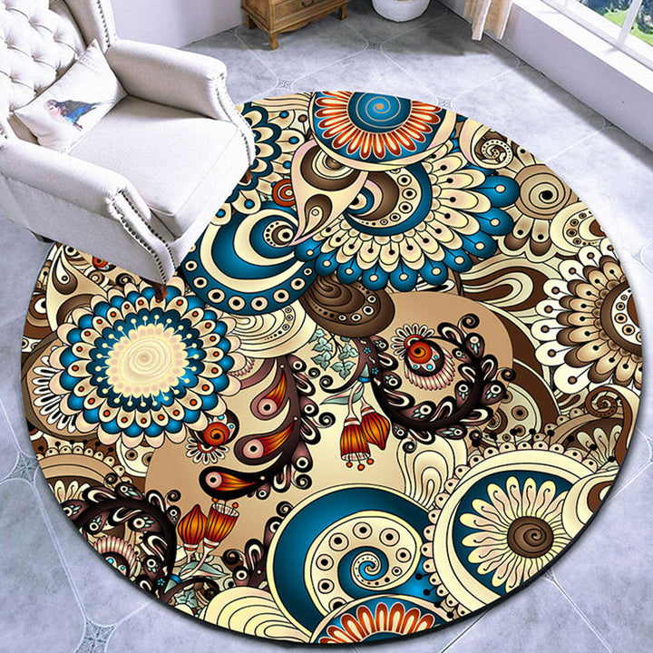 Lisslune | Stylish multicolored paisley print rug polypropylene Moroccan rug machine washable non-slip stain-resistant rug for lounge