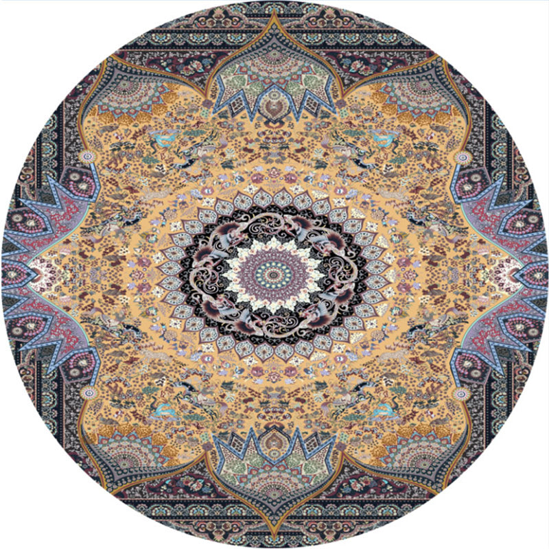 Lisslune | Olden Turkish Folk Art Carpet Multicolored Persian Carpet Polyester Non-Slip Stain-Resistant Washable Rug for the Room