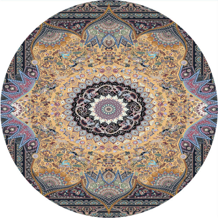 Lisslune | Olden Turkish Folk Art Carpet Multicolored Persian Carpet Polyester Non-Slip Stain-Resistant Washable Rug for the Room