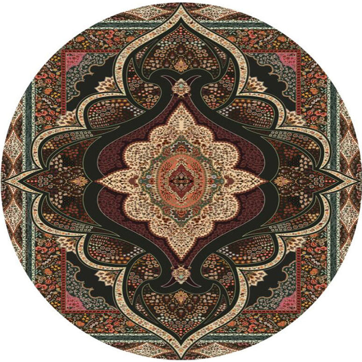 Lisslune | Olden Turkish Folk Art Carpet Multicolored Persian Carpet Polyester Non-Slip Stain-Resistant Washable Rug for the Room