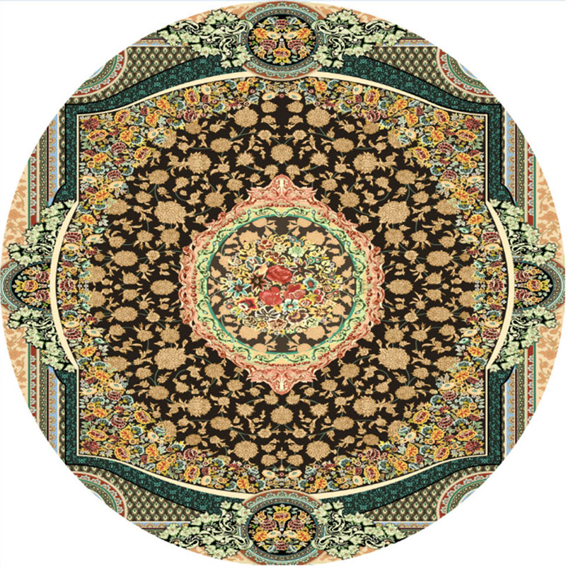 Lisslune | Olden Turkish Folk Art Carpet Multicolored Persian Carpet Polyester Non-Slip Stain-Resistant Washable Rug for the Room