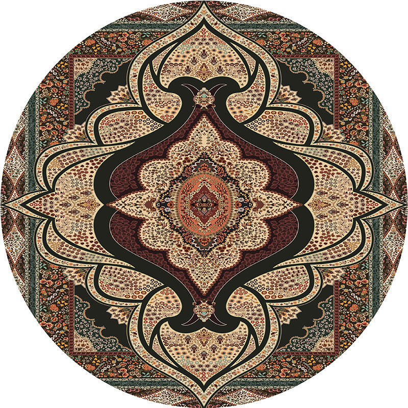 Lisslune | Olden Turkish Folk Art Carpet Multicolored Persian Carpet Polyester Non-Slip Stain-Resistant Washable Rug for the Room