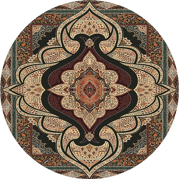 Lisslune | Olden Turkish Folk Art Carpet Multicolored Persian Carpet Polyester Non-Slip Stain-Resistant Washable Rug for the Room