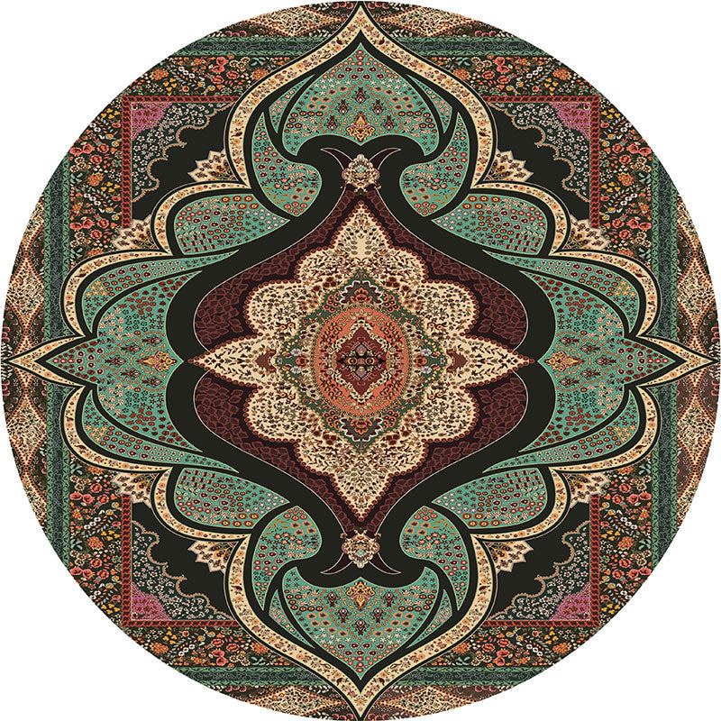 Lisslune | Olden Turkish Folk Art Carpet Multicolored Persian Carpet Polyester Non-Slip Stain-Resistant Washable Rug for the Room
